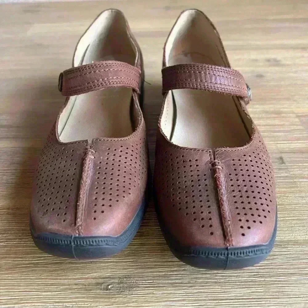 Hotter Mary Jane Shoes Brown Womens 8.5 Leather Comfort Classic Sophisticated